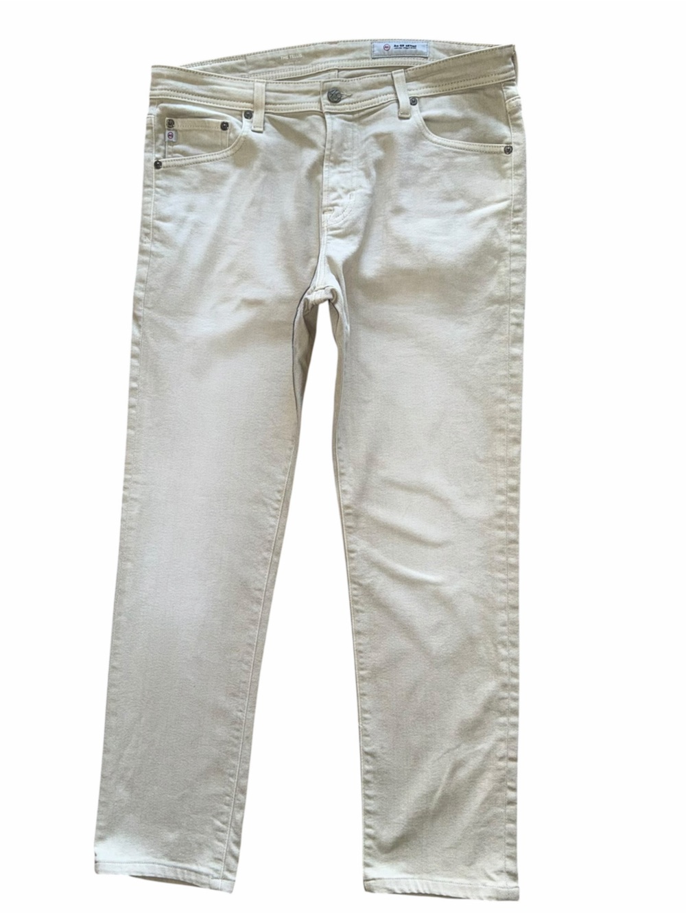 AG Adriano Goldschmied Tellis Jeans Mens 33x30 Beige Modern Slim Tapered Stretch - Picture 2 of 8